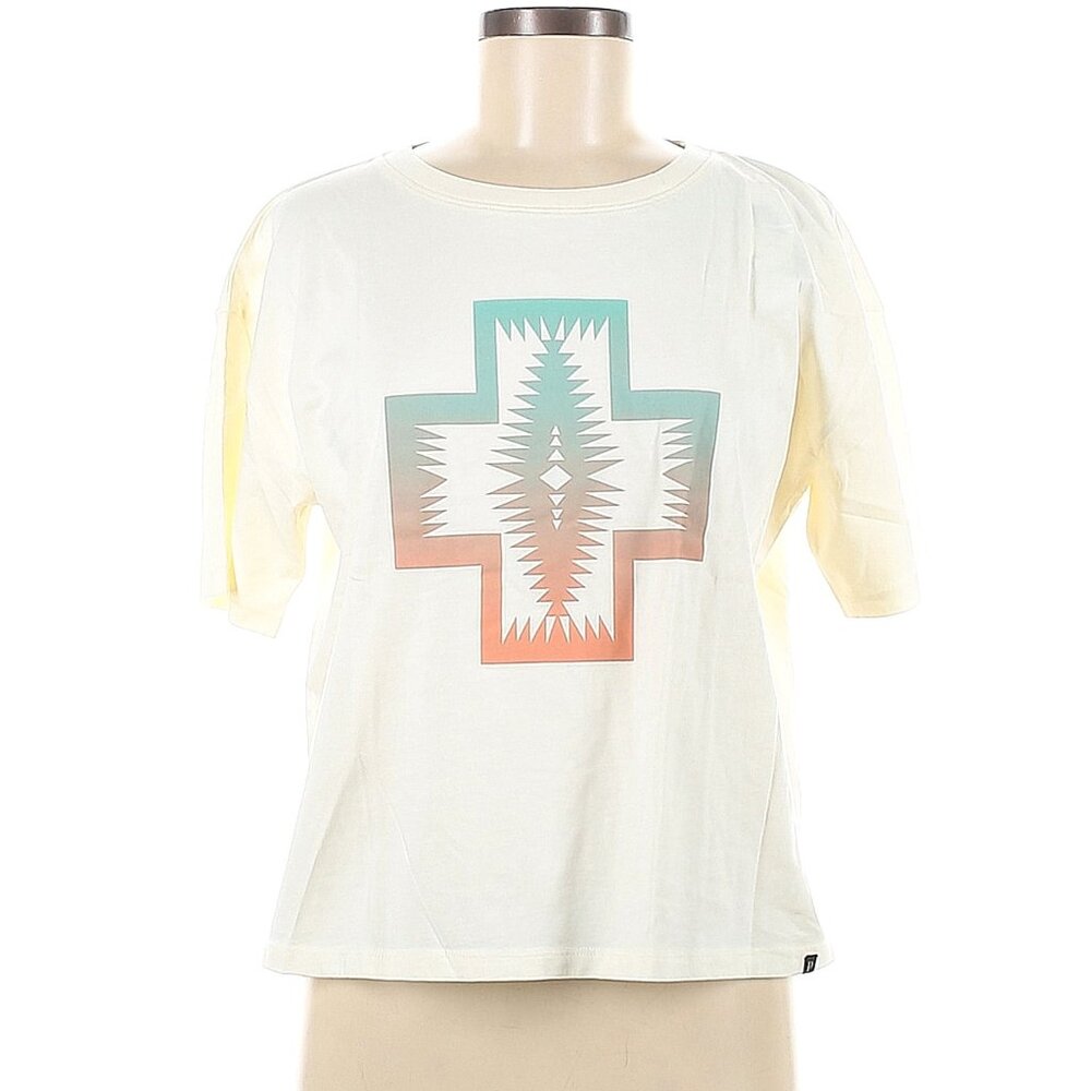 NWT Pendleton Cream tee shirt with classic Harding print, Size Medium
